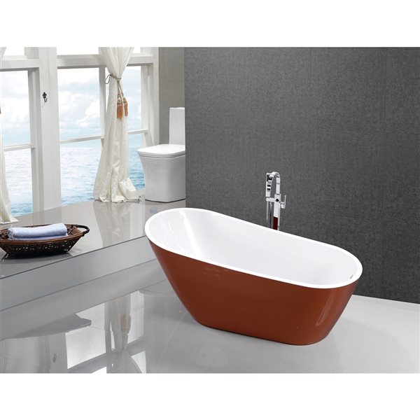 Bouticcelli Danila 30.5-in W x 67-in L Glossy Acrylic Oval Reversible Drain Freestanding Bathtub