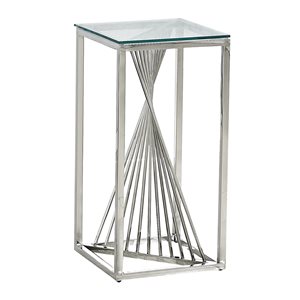 HomeTrend Prisma 28-in Silver Glass Square End Table