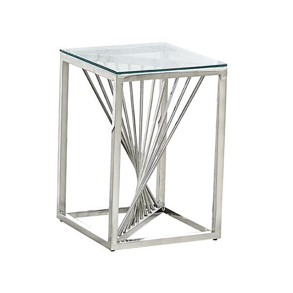 HomeTrend Prisma 18-in Silver Glass Square End Table