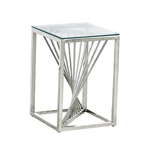 HomeTrend Prisma 18-in Silver Glass Square End Table