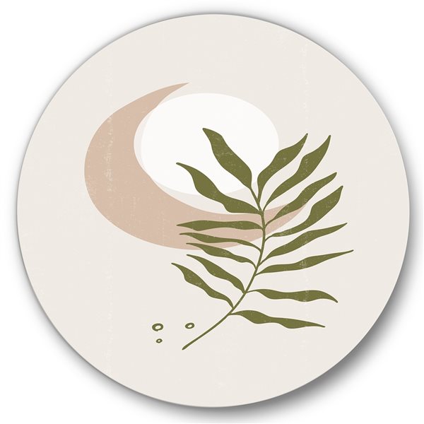 Designart 29-in 29-in Geometrical Moon with Leaf II Modern Metal Circle Wall Art