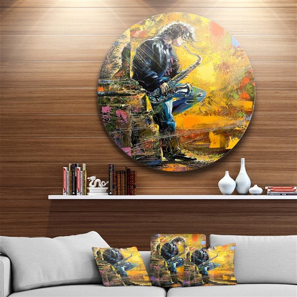 Designart 11-in 11-in Man with Saxophone' Contemporary Metal Artwork