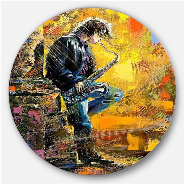 Designart 11-in 11-in Man with Saxophone' Contemporary Metal Artwork