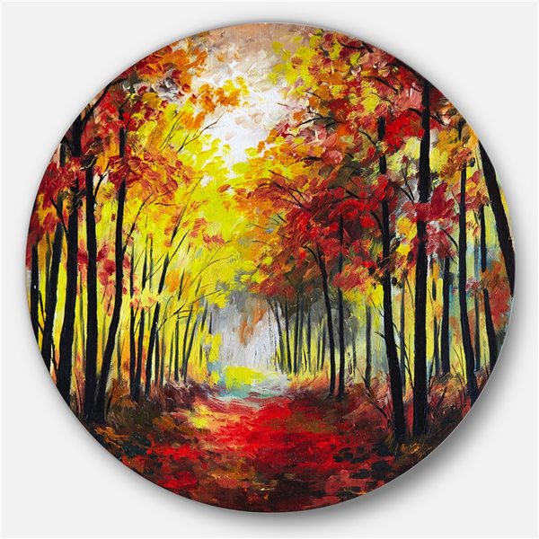 Designart 11-in 11-in Walk Through Autumn Forest' Landscape Metal ...