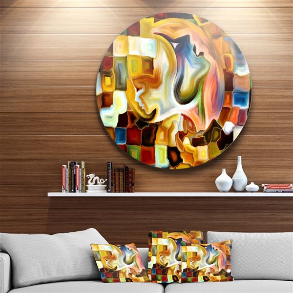 Designart 11-in 11-in Way of inner Paint' Abstract Metal Circle Wall Art