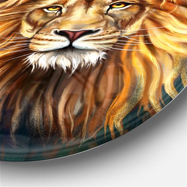 アート　29cm×29cm Designart 29-in 29-in Lion Head in Blue' Animal Circle Metal Wall