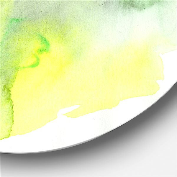 Designart 23-in 23-in Abstract Pond of Green and Yellow Modern Metal Circle Wall Art