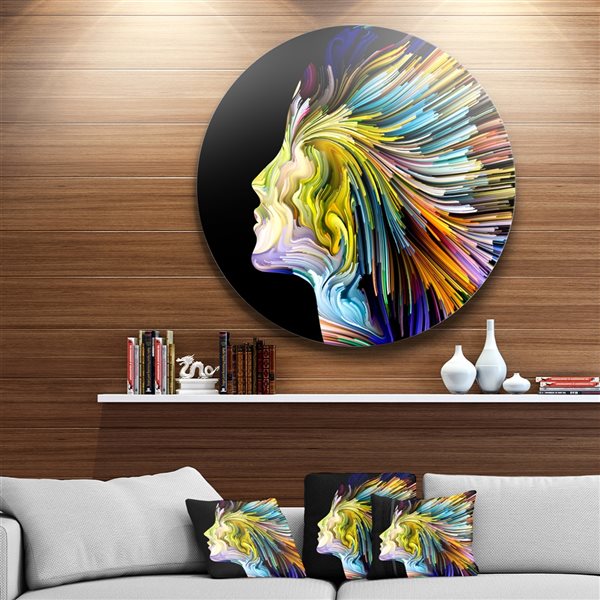 Designart 36-in 36-in Endless Imagination' Abstract Metal Circle Wall Art