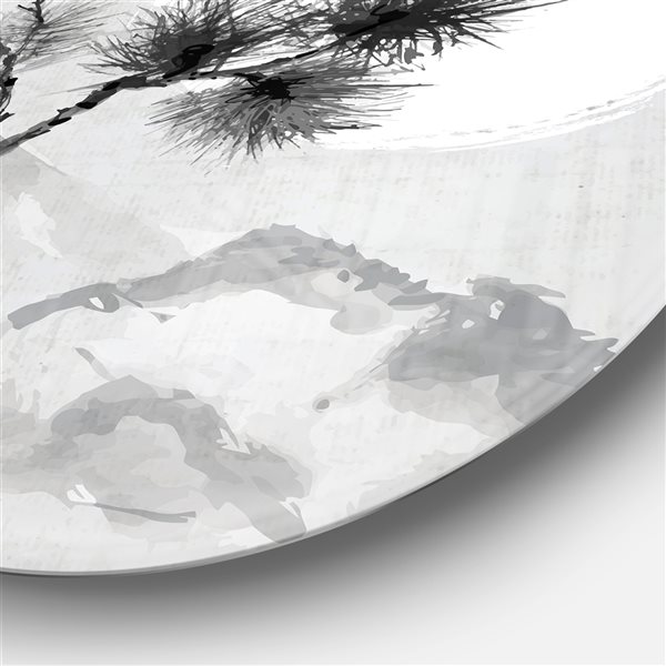 Designart 23-in x 23-in Pine Tree Branch Japanese Circle Metal Wall Art