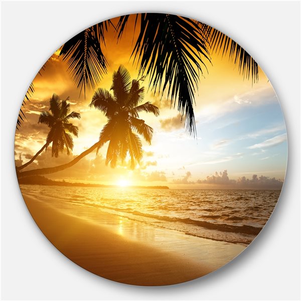 Designart 29-in x 29-in Sunset over Caribbean Sea Photography Circle ...