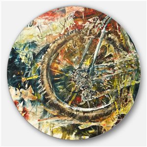 Designart 36-in x 36-in Mountain Bike Oil Painting Abstract Metal Artwork