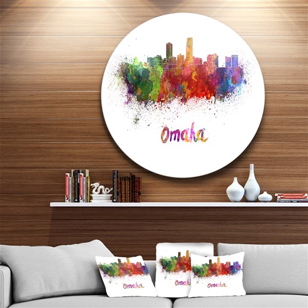 Designart 36-in x 36-in Omaha Skyline Cityscape Circle Metal Wall Art