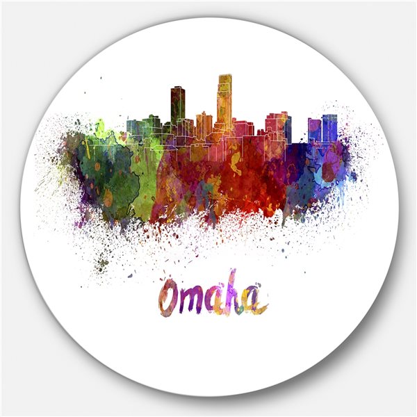 Designart 36-in x 36-in Omaha Skyline Cityscape Circle Metal Wall Art