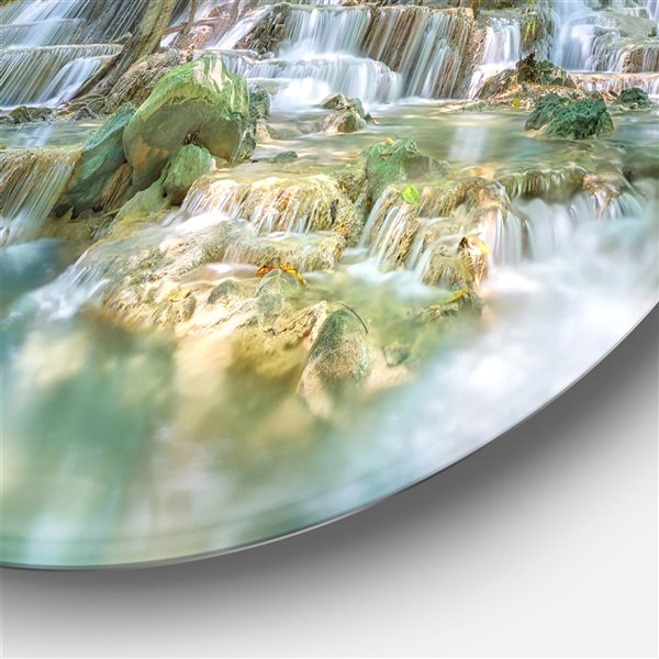 Designart 23-in x 23-in Level 6 of Huaimaekamin Waterfall Circle Metal Wall Art