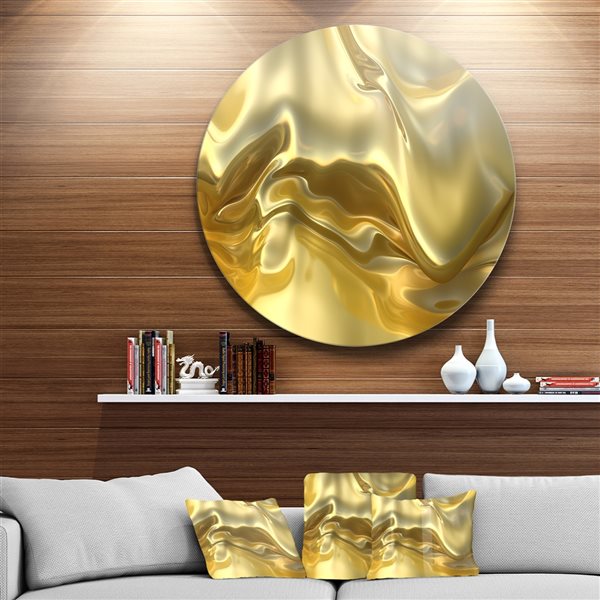 Designart 36-in x 36-in Golden Cloth Texture Abstract Circle Circle Metal Wall Art