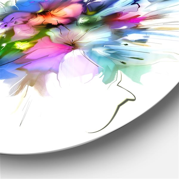 Designart 23-in x 23-in Summer Colourful Flowers WaterColour Painting Circle Metal Art