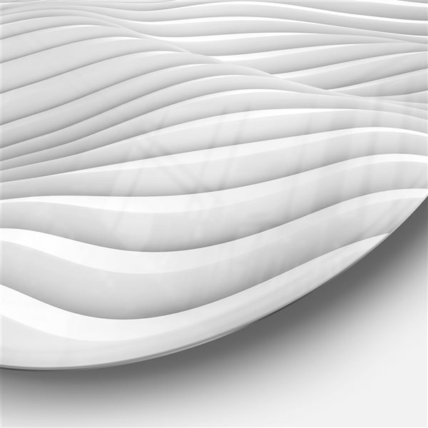 Designart 29-in x 29-in Fractal Rippled White 3D Waves Abstract Circle Metal Wall Art