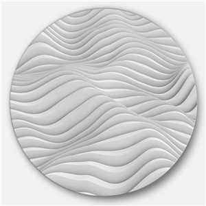 Designart 29-in x 29-in Fractal Rippled White 3D Waves Abstract Circle Metal Wall Art