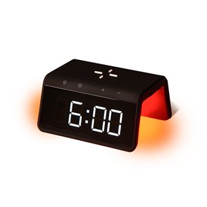 Réveil avec chargeur sans fil Qi et veilleuse multicolore par RCA