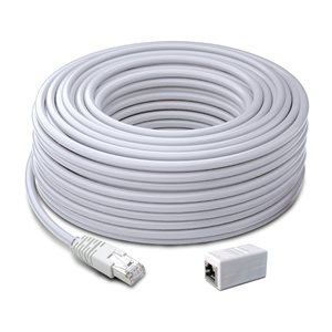 Câble Ethernet blanc intérieur/extérieur CAT5E de 100 pi avec adaptateur par Swann