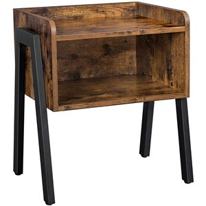 Vasagle Brown Wood Rectangular Nightstand End Table