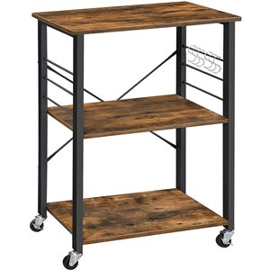 Vasagle Brown Wood Base With Wooden Top Kitchen Carts (15.7-in x 23.6-in x 35-in)