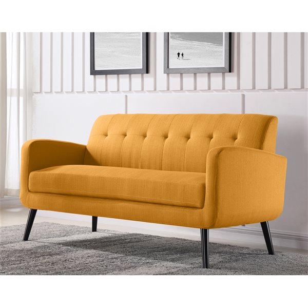 Handy Living Mcnab Midcentury Mustard Polyester/polyester Blend Sofa