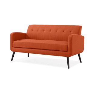 Handy Living Mcnab Midcentury Orange Polyester/polyester Blend Sofa with Dark Espresso Legs