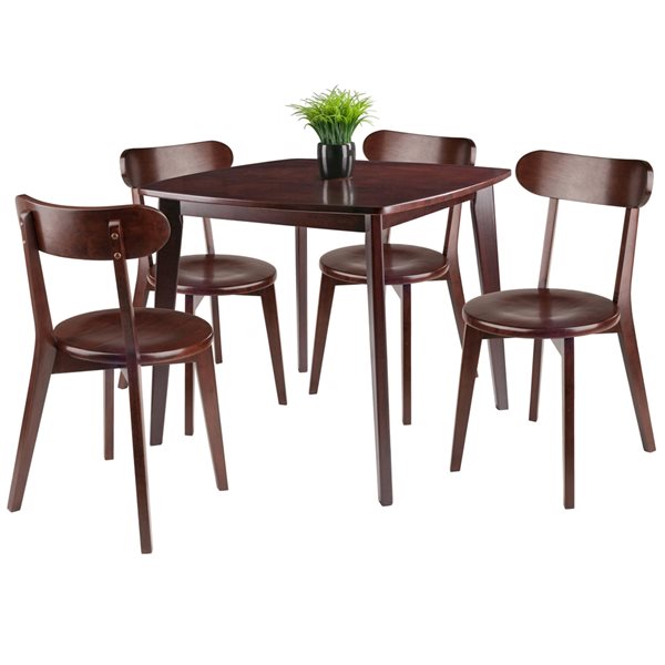Winsome Wood Pauline Walnut Dining Set with Square Table - 5-Piece