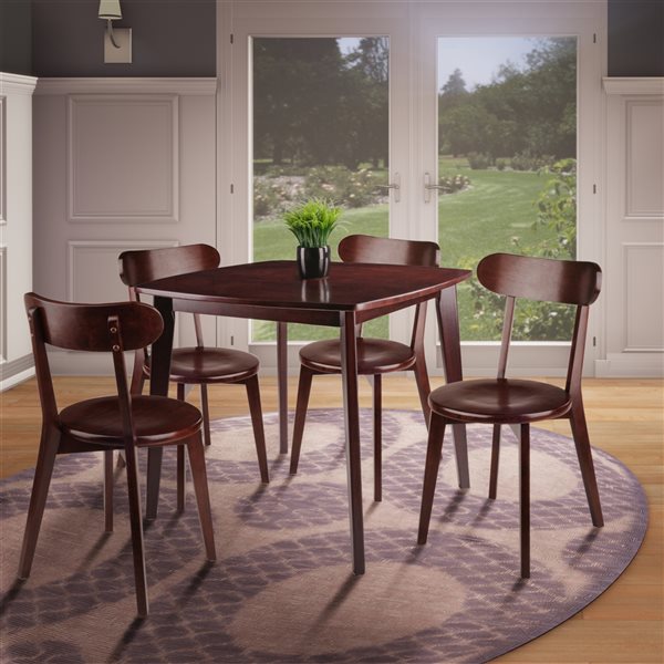 Winsome Wood Pauline Walnut Dining Set with Square Table - 5-Piece