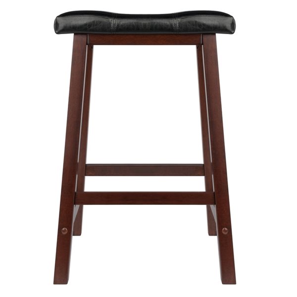 Winsome Wood Mona Walnut / Black Counter Height (22-in To 26-in) Upholstered Bar Stool