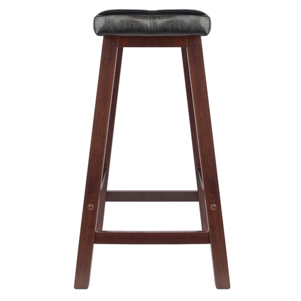 Winsome Wood Mona Walnut / Black Counter Height (22-in To 26-in) Upholstered Bar Stool