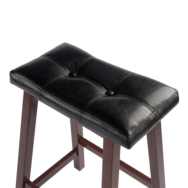 Winsome Wood Mona Walnut / Black Counter Height (22-in To 26-in) Upholstered Bar Stool