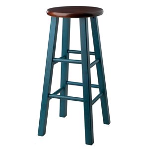 Winsome Wood Ivy Rustic Teal/Walnut Bar Height (27-in To 35-in) Bar Stool