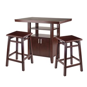 Winsome Wood Albany Walnut Dining Set with Rectangular Table - 3-Piece