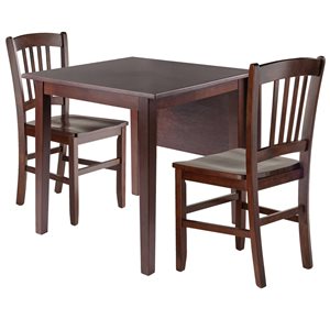 Winsome Wood Perrone Dining Set in Walnut with Rectangular Table - 3-Piece