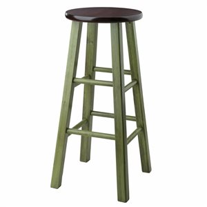 Winsome Wood Ivy Rustic Green/Walnut Bar Height (27-in To 35-in) Bar Stool
