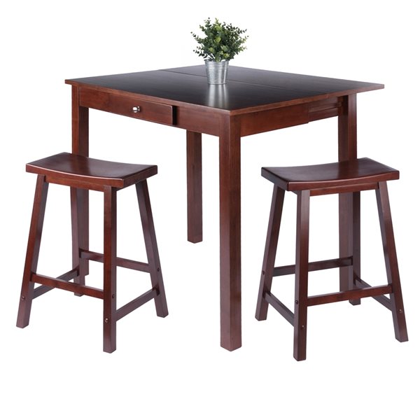 Winsome Wood Perrone Dining Set with Rectangular Table in Walnut - 3-Piece