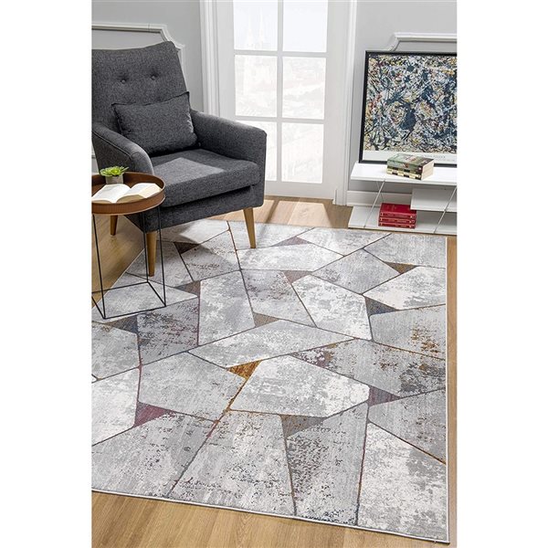 Rug Branch Contemporary Geometric  Grey Beige Indoor Area Rug - 5x7