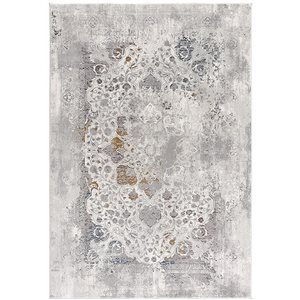 Rug Branch Transitional Abstract  Grey Beige Indoor Area Rug - 5x7