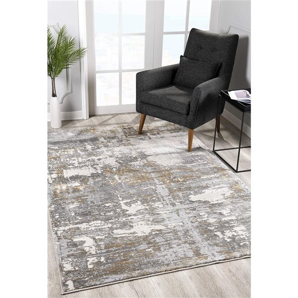 Rug Branch Contemporary Abstract  Grey Brown Indoor Area Rug - 4x6