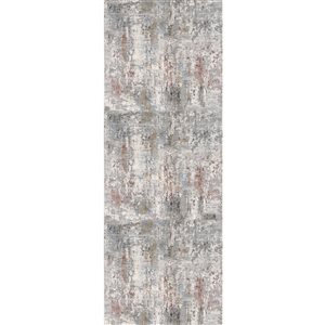 Rug Branch Contemporary Abstract  Grey Red Indoor Runner Rug - 2x13