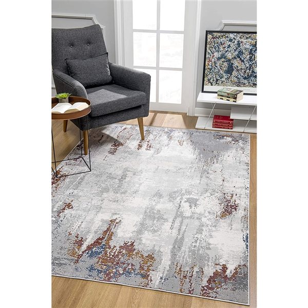 Rug Branch Contemporary Abstract  Grey Red Indoor Area Rug - 8x10