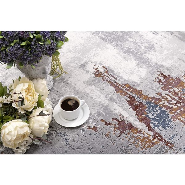 Rug Branch Contemporary Abstract  Grey Red Indoor Area Rug - 8x10