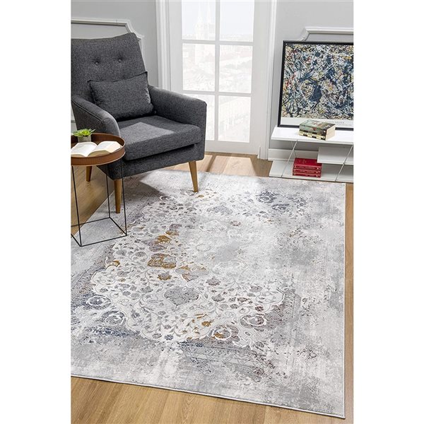 Rug Branch Transitional Abstract  Grey Beige Indoor Area Rug - 4x6