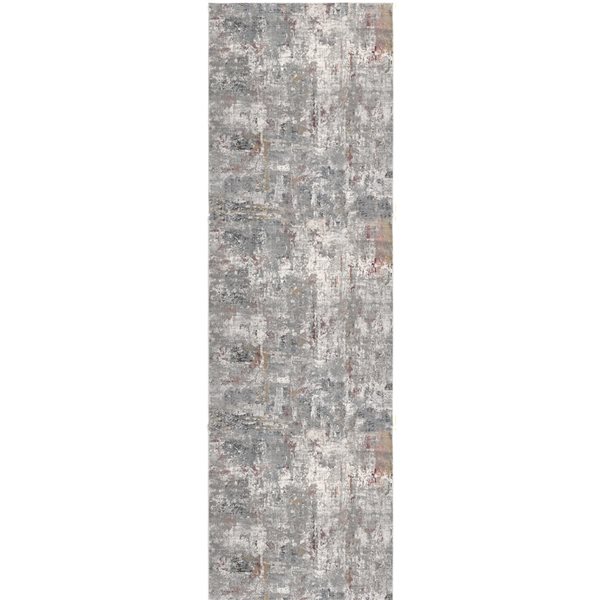 Rug Branch Contemporary Abstract Grey Red Indoor Runner Rug - 2x10 ...