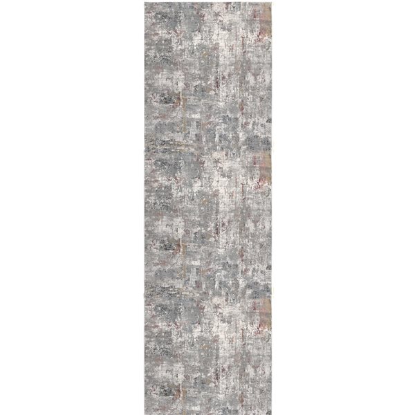 Rug Branch Contemporary Abstract  Grey Red Indoor Runner Rug - 2x10
