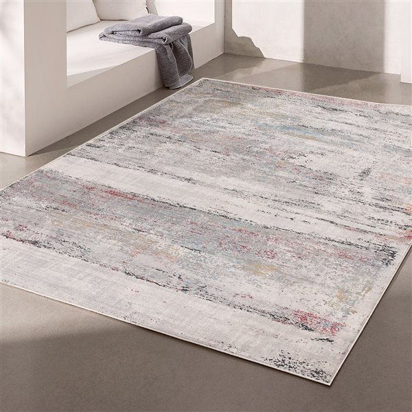 Rug Branch Contemporary Abstract  Grey Red Indoor Area Rug - 4x6