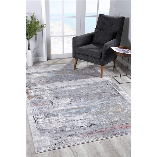 Rug Branch Contemporary Abstract  Grey Red Indoor Area Rug - 4x6