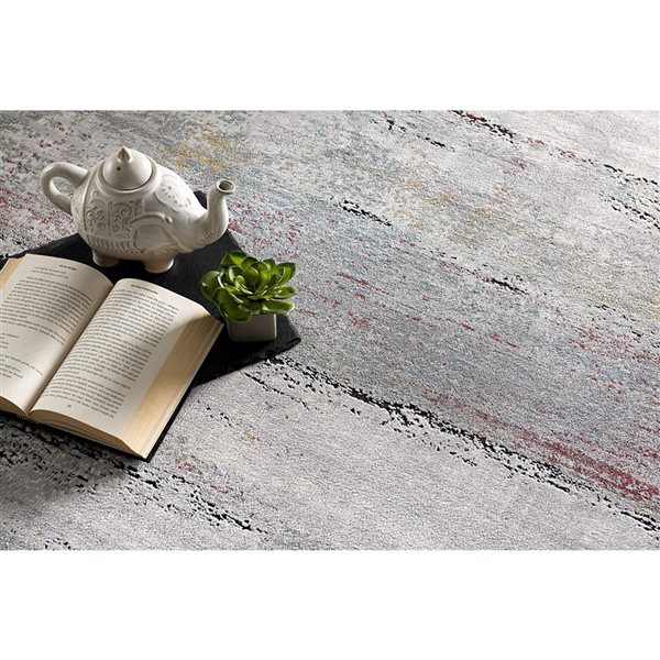 Rug Branch Contemporary Abstract  Grey Red Indoor Area Rug - 4x6